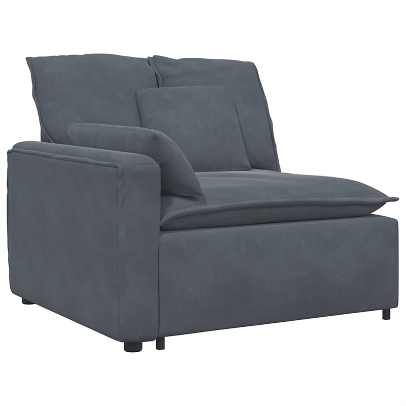Pemberly Row Contemporary Modular Velvet Polyester Sofa in Dark Grey