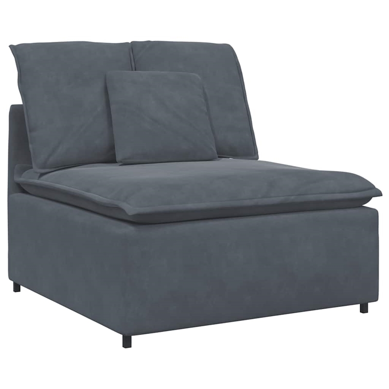 Pemberly Row Contemporary Modular Velvet Polyester Sofa in Dark Grey