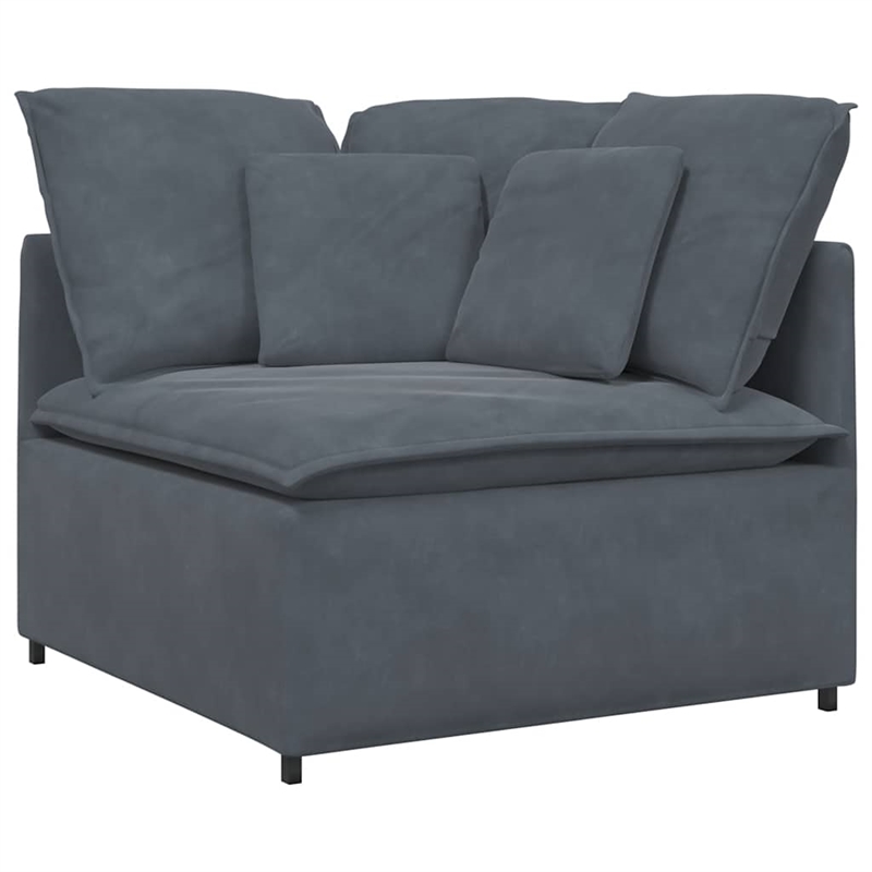 Pemberly Row Contemporary Modular Velvet Polyester Sofa in Dark Grey
