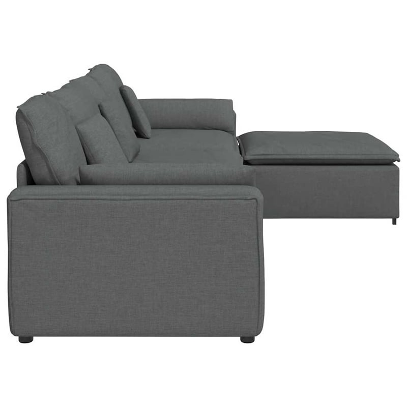 Pemberly Row Modular Sofa with Footstool and Cushions in Dark Gray