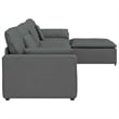 Pemberly Row Modular Sofa with Footstool and Cushions in Dark Gray