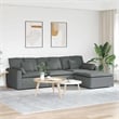 Pemberly Row Modular Sofa with Footstool and Cushions in Dark Gray