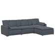 Pemberly Row Contemporary Oversized Modular Velvet Sofa in Dark Grey