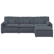 Pemberly Row Contemporary Oversized Modular Velvet Sofa in Dark Grey