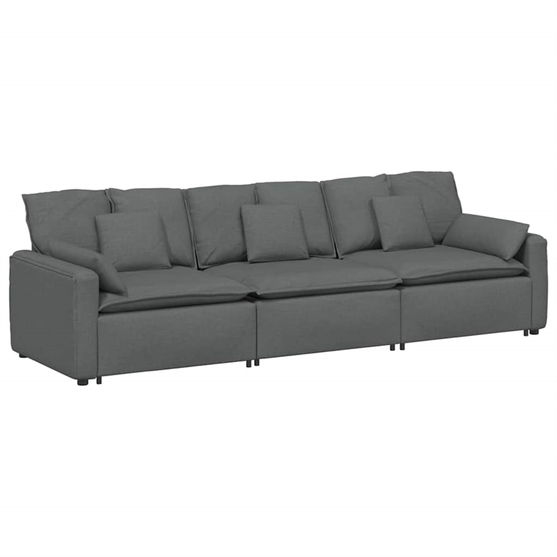 Pemberly Row Contemporary Modular Sofa with Cushions Dark Gray