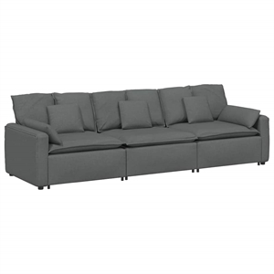 Pemberly Row Contemporary Modular Sofa with Cushions Dark Gray