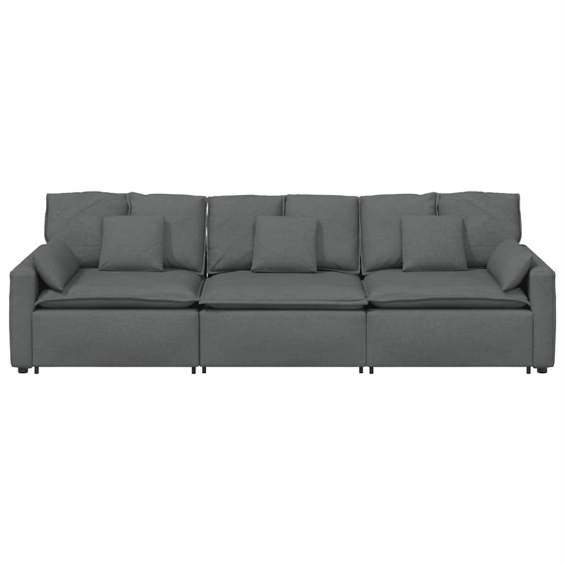 Pemberly Row Contemporary Modular Sofa with Cushions Dark Gray