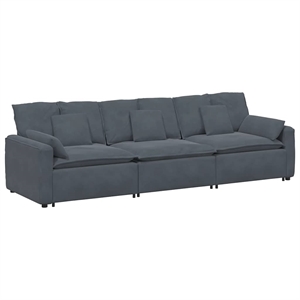 Pemberly Row Contemporary 18.9&quotH Modular Velvet Sofa in Dark Grey