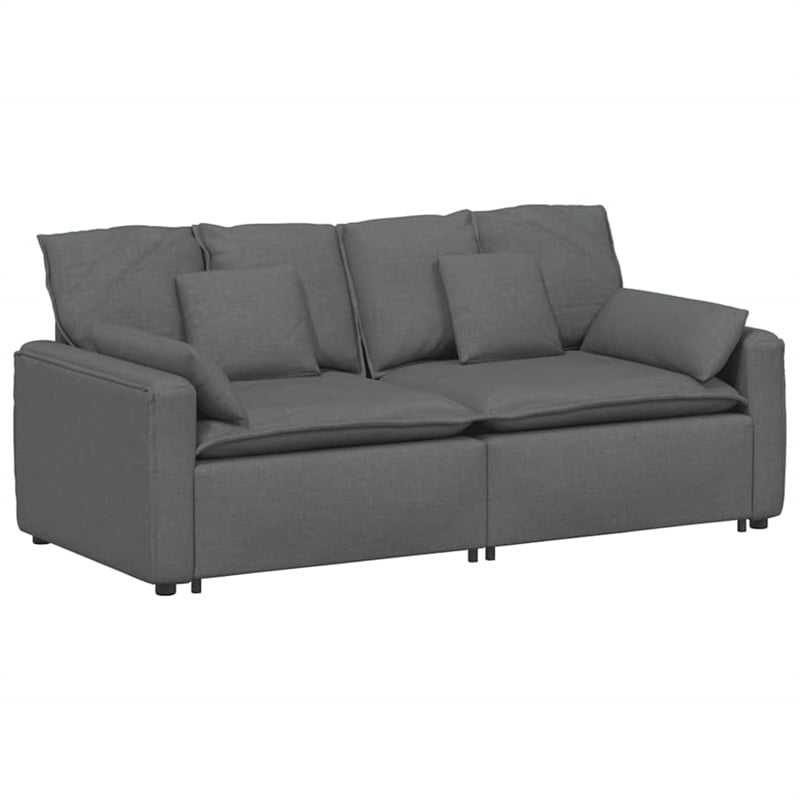 Pemberly Row Contemporary Modular Sofa with Cushions in Dark Gray