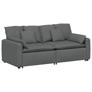 Pemberly Row Contemporary Modular Sofa with Cushions in Dark Gray