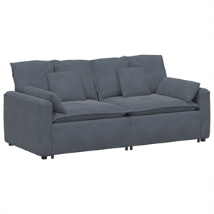 Pemberly Row Contemporary Modular Polyester Sofa in Dark Grey
