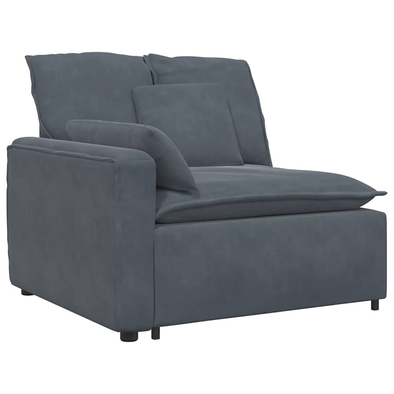 Pemberly Row Contemporary Modular Polyester Sofa in Dark Grey