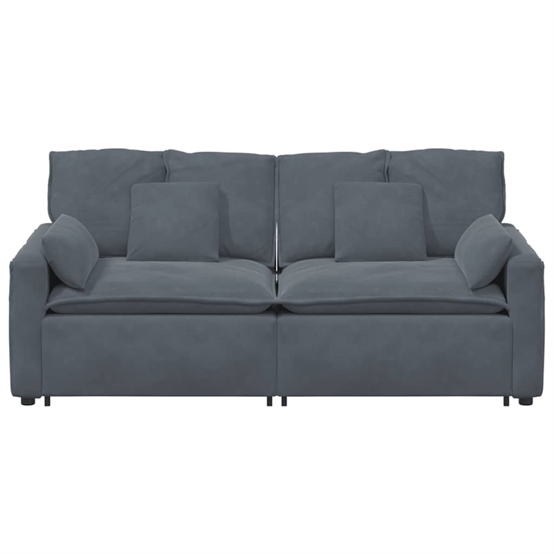 Pemberly Row Contemporary Modular Polyester Sofa in Dark Grey