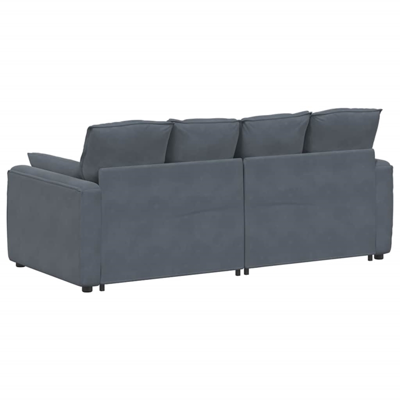 Pemberly Row Contemporary Modular Polyester Sofa in Dark Grey