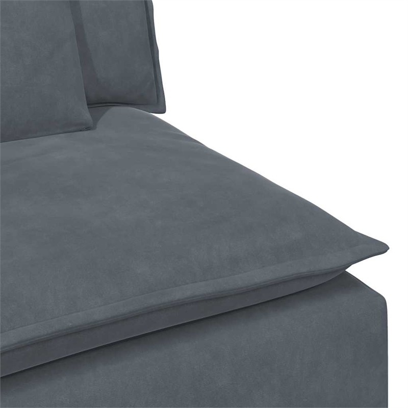 Pemberly Row Contemporary Modular Polyester Sofa in Dark Grey