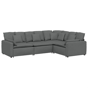 Pemberly Row Contemporary Modular Sofa with Cushions in Dark Gray Fabric