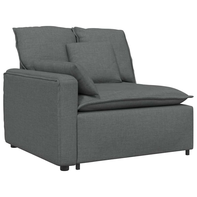 Pemberly Row Contemporary Modular Sofa with Cushions in Dark Gray Fabric