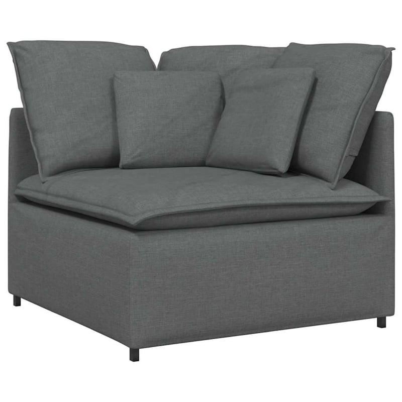 Pemberly Row Contemporary Modular Sofa with Cushions in Dark Gray Fabric