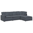 Pemberly Row Contemporary Modular Oversized Sofa Velvet in Dark Grey