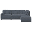 Pemberly Row Contemporary Modular Oversized Sofa Velvet in Dark Grey