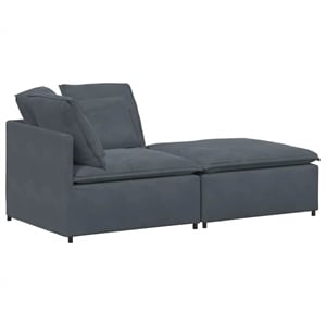 Pemberly Row Contemporary Modular Oversized Velvet Sofa in Dark Grey