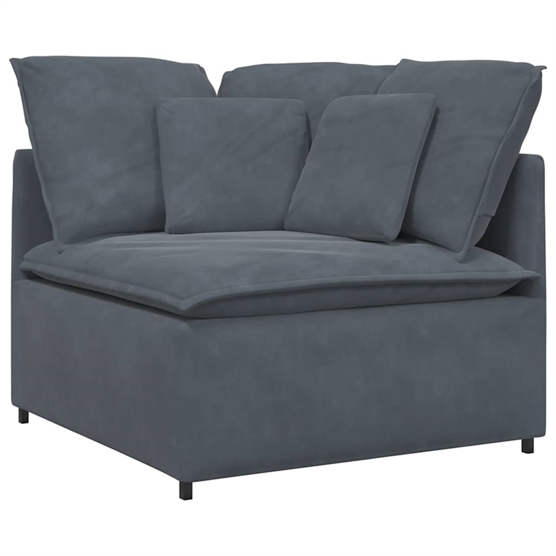 Pemberly Row Contemporary Modular Oversized Velvet Sofa in Dark Grey