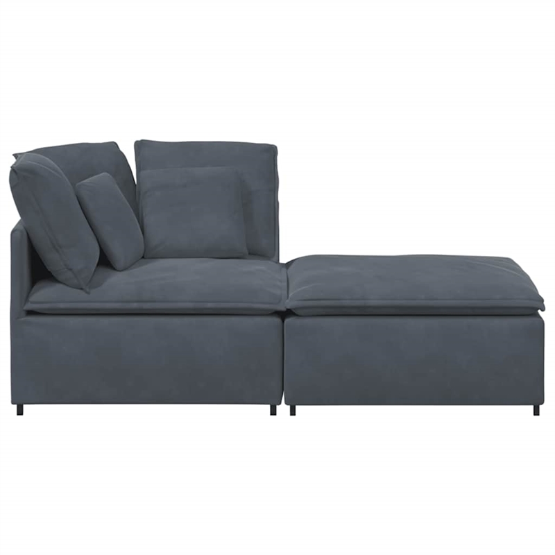 Pemberly Row Contemporary Modular Oversized Velvet Sofa in Dark Grey