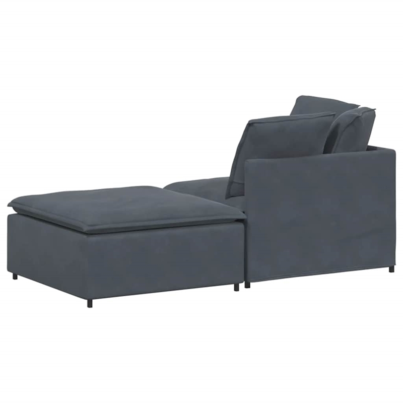 Pemberly Row Contemporary Modular Oversized Velvet Sofa in Dark Grey
