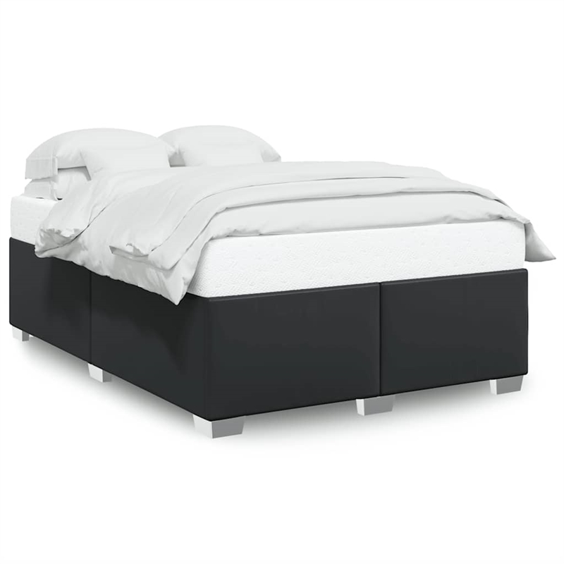 Pemberly Row Contemporary Faux Leather Full Bed Frame in Black
