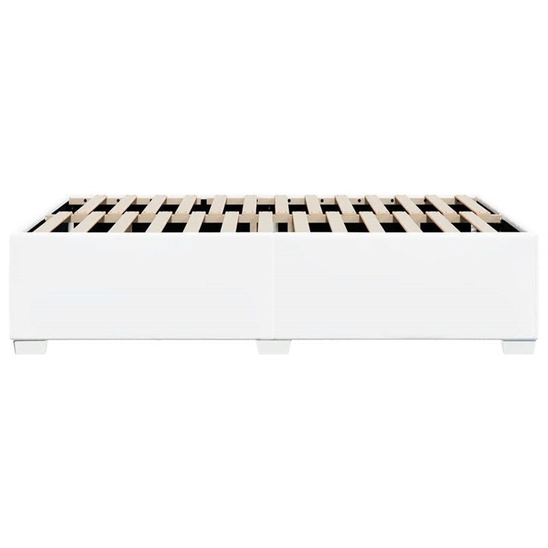 Pemberly Row Engineered Wood Faux Leather Full Bed Frame in White