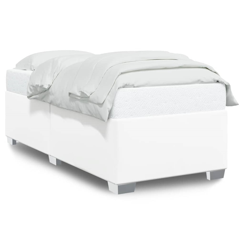 Pemberly Row Contemporary Twin XL Faux leather Bed Frame in White