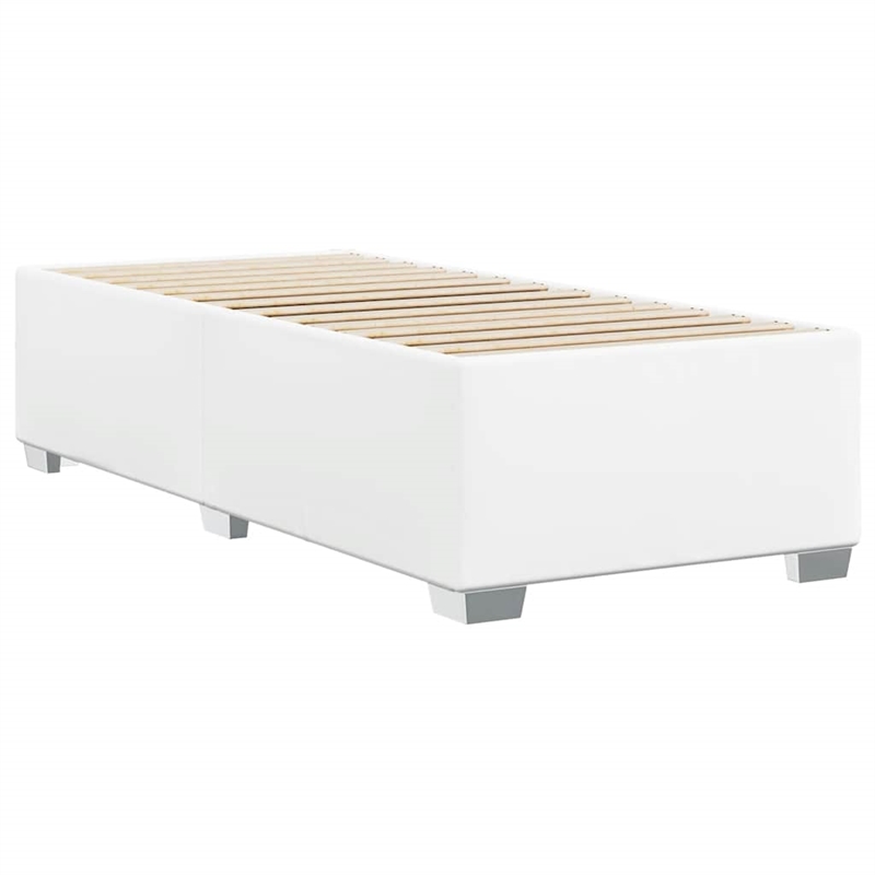 Pemberly Row Contemporary Twin XL Faux leather Bed Frame in White