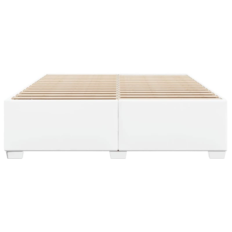 Pemberly Row Contemporary King Size Faux Leather Bed Frame in White