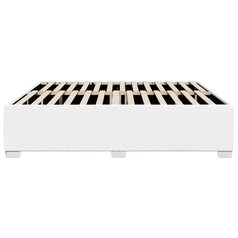 Pemberly Row Contemporary King Size Faux Leather Bed Frame in White