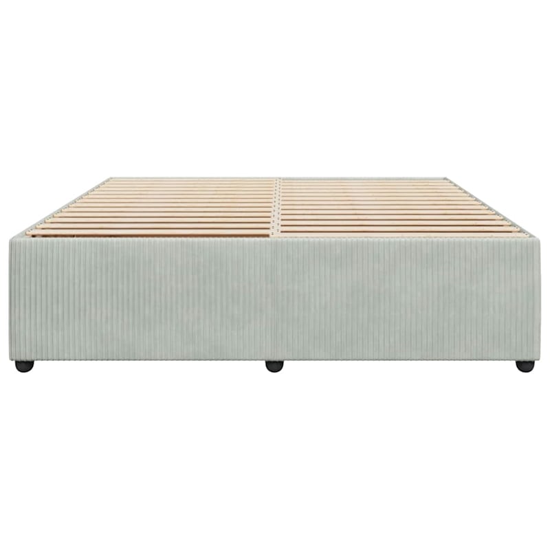 Pemberly Row Contemporary Velvet King Bed Frame in Light Gray Finish