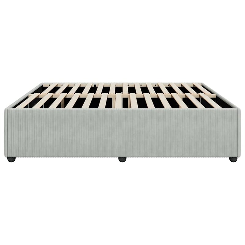 Pemberly Row Contemporary Velvet King Bed Frame in Light Gray Finish