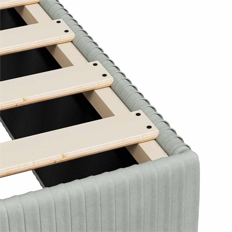 Pemberly Row Contemporary Velvet King Bed Frame in Light Gray Finish