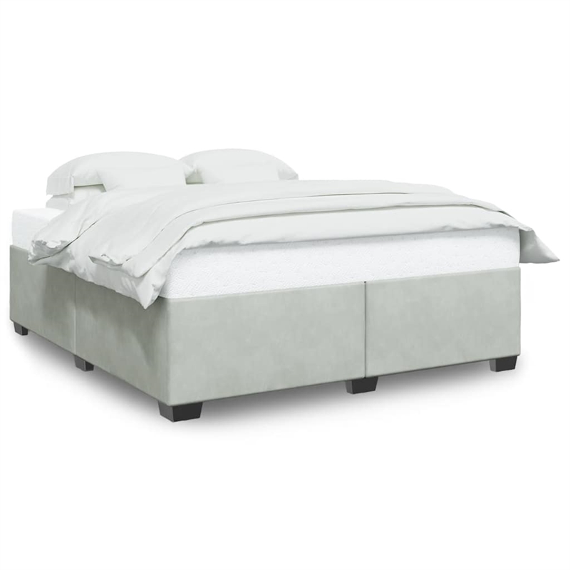 Pemberly Row Contemporary Velvet King Bed Frame in Light Gray
