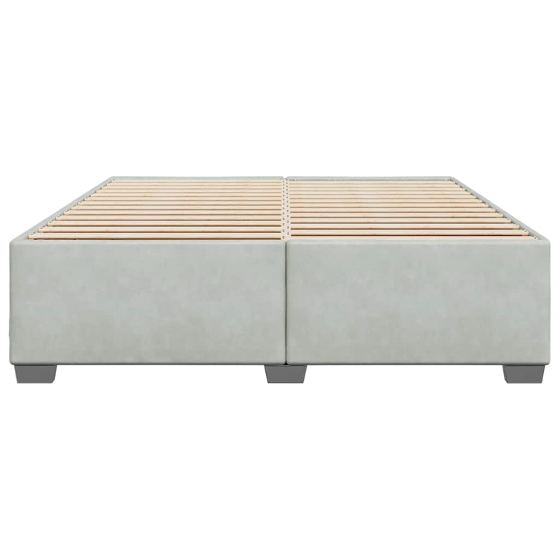 Pemberly Row Contemporary Velvet King Bed Frame in Light Gray