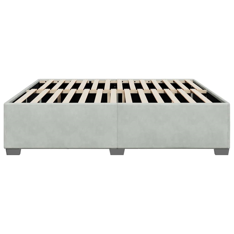 Pemberly Row Contemporary Velvet King Bed Frame in Light Gray