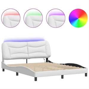 Pemberly Row Bed Frame with LED without Mattress &quotHvar&quot White 59.8&quotx79.9&quot