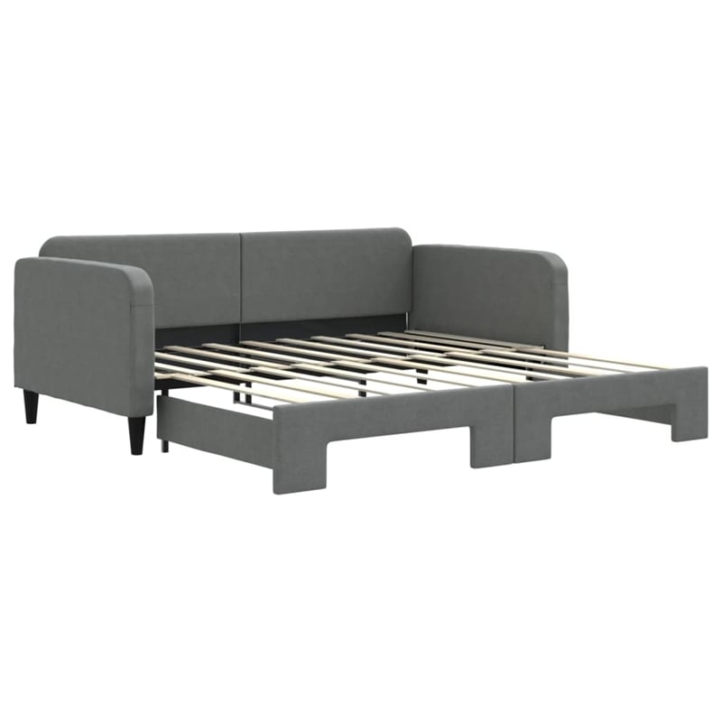 Pemberly Row Contemporary Solid Wood Daybed With Trundle in Dark Grey