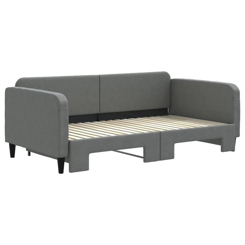 Pemberly Row Contemporary Solid Wood Daybed With Trundle in Dark Grey