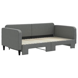 Pemberly Row Contemporary Solid Wood Daybed With Trundle in Dark Grey