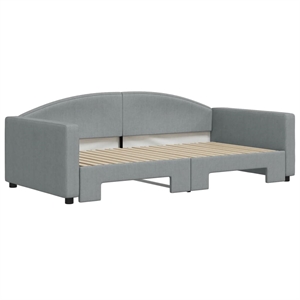 Pemberly Row Contemporary Daybed With Trundle in Light Grey Finish