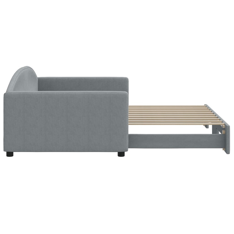 Pemberly Row Contemporary Daybed With Trundle in Light Grey Finish