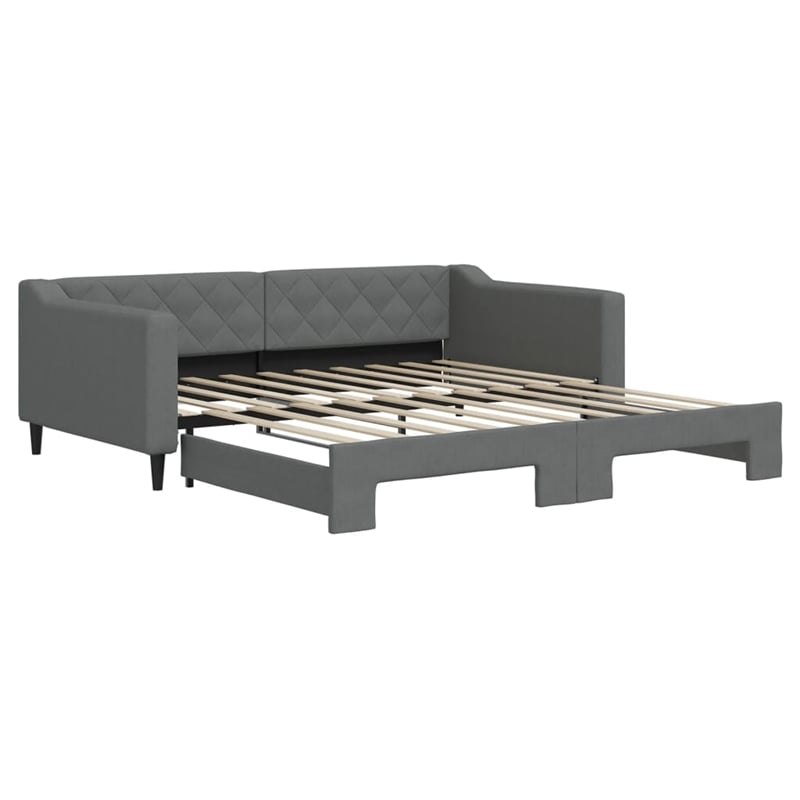 Pemberly Row Contemporary Daybed With Trundle in Dark Gray Finish