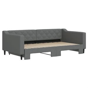 Pemberly Row Contemporary Daybed With Trundle in Dark Gray Finish