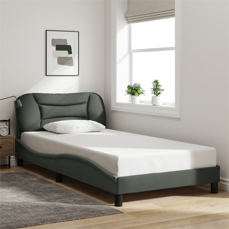 Pemberly Row Contemporary Engineered Wood Twin XL Bed Frame in Dark Gray