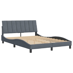 Pemberly Row 53.9&quotx74.8&quot Bed Frame without Mattress in Dark Gray Velvet